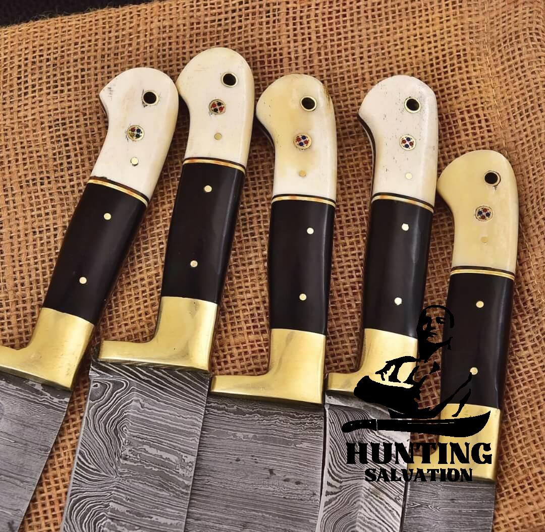 CUSTOM DAMASCUS KITCHEN KNIFE SET 2 CUSTOM DAMASCUS KITCHEN KNIFE SET