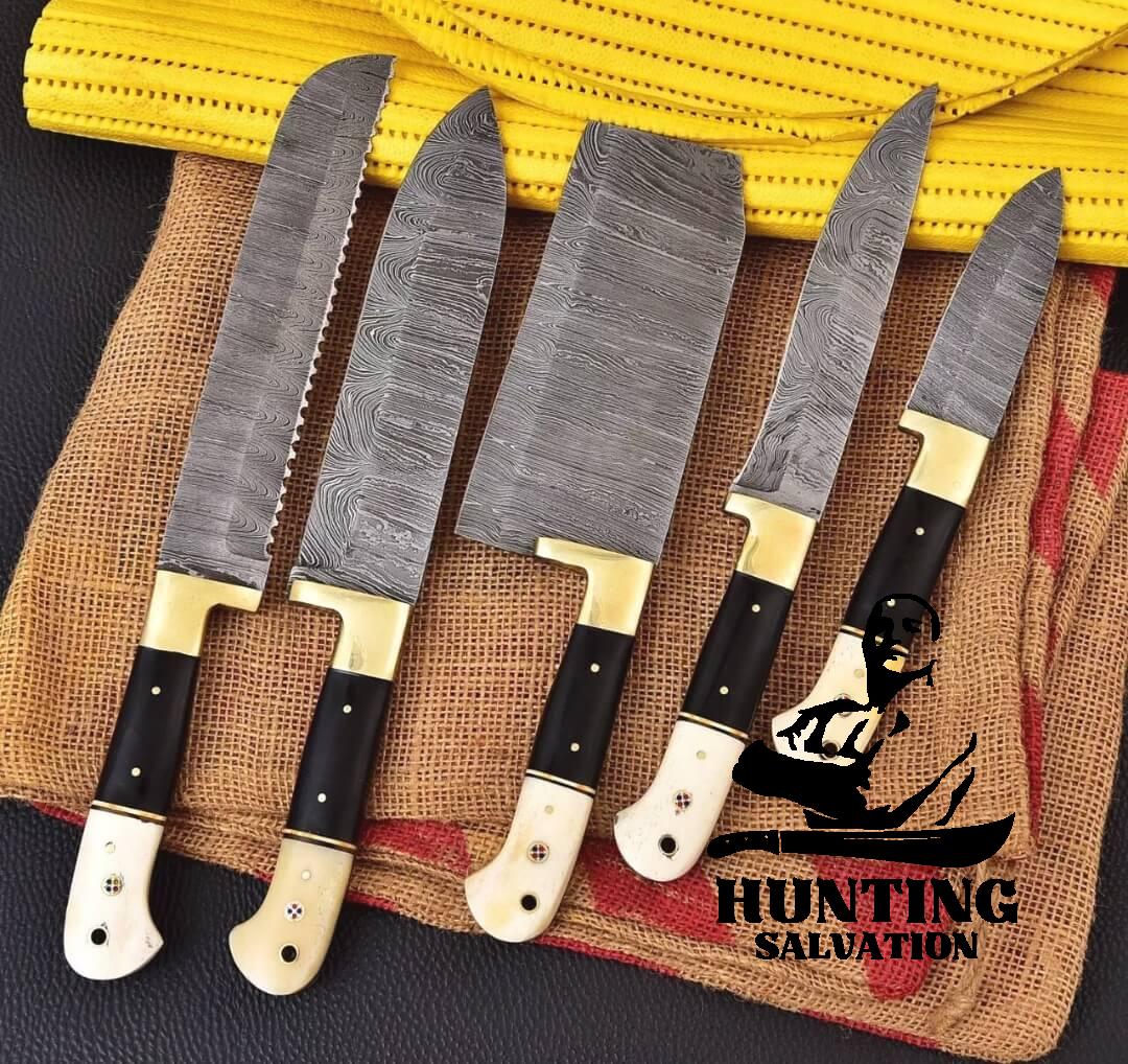 CUSTOM DAMASCUS KITCHEN KNIFE SET CUSTOM DAMASCUS KITCHEN KNIFE SET